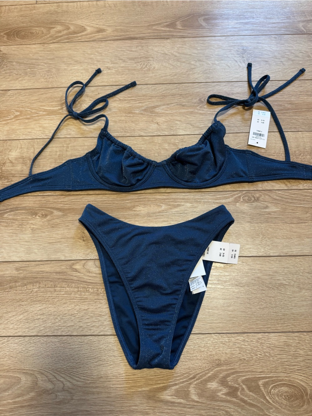 Abercrombie & Fitch Navy Sparkle String Bikini